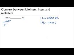 convert between kiloliters liters and milliliters