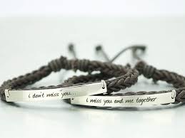 A personalized gift will become a cherished memento for a couple as they build their life together. Amazon Com Personalized Relationship Bracelets For Couples Matching Quote Engraved His And Her Cuff Brown Braided Rope Stainless Steel Deployment Clasp Handmade