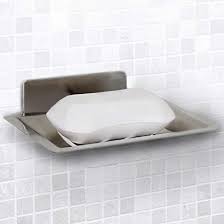 Vila Self Adhesive Soap Holder Wall Mounted Shower Dish Self Draining Sponge Scouring Pad Holder For Kitch Soap Holder Bathtub Tray Sponges Scouring Pads