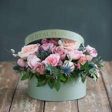 Woodland Antique Hat Box Arrangement Box Flower Arrangement Luxury Flower Arrangement Flower Arrangements