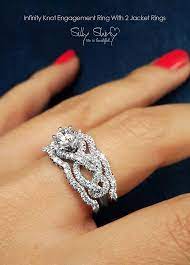 1 45 Ct Art Deco Engagement Ring With Two Wedding Bands Etsy In 2020 Unique Engagement Rings Infinity Knot Engagement Ring Infinity Engagement Ring