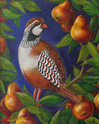 This listing is for one black and white image file page (formatted to approximately 8.5x11) as a printable file of hannah lynn's partridge in a pear tree digi stamp/coloring page as pictured (color file/book not included; A Partridge In A Pear Tree Twelve Days Of Christmas Art By Kristine Kainer