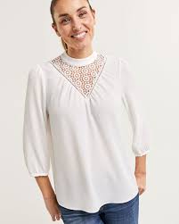 Check spelling or type a new query. Blouse A Insertion De Dentelle Avec Col Montant Et Manches 3 4 Regulier Reitmans