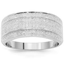 Browse our stunning collection and choose spectacular beyond conflict free diamonds™ or brilliant gemstones available in a variety of shapes and styles. 10k White Solid Gold Mens Diamond Wedding Band 0 38 Ctw Bridal Jewelry