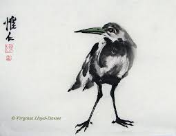 Black Ink Painting Of Chinese Bird Sumi E Painting Ink Painting Birds Painting