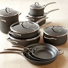Calphalon Unison Nonstick Slide Sear 15 Piece Cookware Set Williamssonoma I Will Never Put These Through Cookware Set Pots And Pans Sets Induction Cookware
