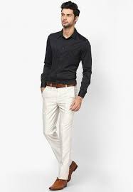 Black And White Lining Pants For Mens Men S Guide To Perfect Pant Shirt Combination Looksgud In White Pants Men Black Shirt Outfit Men Shirt Outfit Men