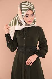 Ferace Gupur Detayli Ferace Ah3106 Haki Moda Stilleri Kiyafet