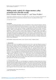 Summary cancer kills millions of people every year and is one of humanity's greatest health challenges. Pdf Sliding Mode Control Of A Shape Memory Alloy Actuated Active Flexible Needle Prof Felix Orlando Maria Joseph Academia Edu