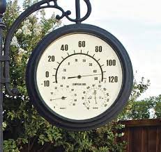 Please contact the office for more details. Backyard Creations Outdoor Pedestal Clock Analog Thermometer At Menards