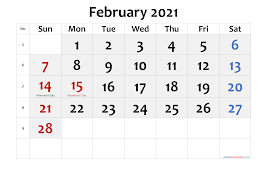 Free printable february 2021 calendar. Free Printable February 2021 Calendar With Holidays Free Printable 2021 Monthly Calendar With Holidays