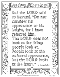 Bible coloring pages help you engage with god's word, one color at a time. Coloring Pages For Kids By Mr Adron Free 1 Samuel 16 7 Print And Color Page The Lord Looks On The Heart