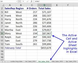 Active Cell Active Sheet Definition And Use In Excel