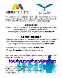 Oleh sebab itulah dalam artikel ini akan membahas tentang. Lowongan Kerja Mega Finance Pendidikan Minimal Sma Lowongan Kerja Terbaru Lulusan Sma D3 Dan S1 Semua Jurusan 2021
