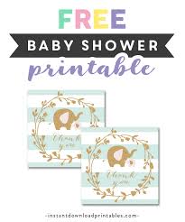 Print these tweet baby tags out and use them for cupcake toppers. Free Printable Baby Shower Thank You Tag Elephant Wreath Mint Green White Gold Glitter Instant Download Instant Download Printables