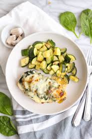 I've been making these chicken caprese zucchini noodles for years. Two Cheese Spinach Chicken Bake With Roasted Zucchini Zen Spice