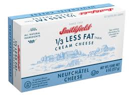 Regular cream cheese has these conversions: Cream Cheese Bar Neufchatel Savencia Food Service