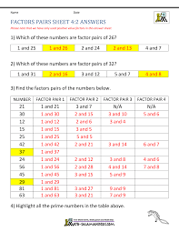 Factors And Multiples Worksheet