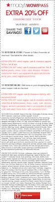 Extra 20 Off At Macys Or Online Via Promo Code Stock Macys Coupons Shopping Coupons Coupon Apps