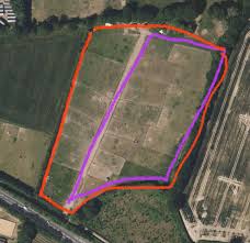 Best options for land? Full field (red outline) is 12 acres. So purple line  maybe 8/9 acres. Purple line is not being used and grass has just been cut  & cleared and
