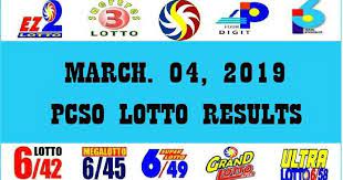 Greetings Players These Are The Pcso Lotto Results 4digit Ez2 And Suertres Winning Numbers For Today March 04 2019 Mond Lotto Results Lotto Lottery Numbers