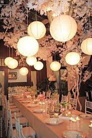 New Year S Eve Wedding Party Decoration Idea Using Paper Lanterns And Beautiful Flowers Rustic Wedding Table Decor New Years Eve Weddings Wedding Dinner Decor