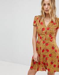 Glamorous Glamorous Tea Dress In Leopard Floral Tea Dress Womens Dress Store Fashion