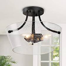 Ksana Modern Semi Flush Mount Ceiling Light Fixture With Seeded Glass For Bedroom Kitchen Hallway Entryway Laundry Room And Bathroom Black Amazon Com