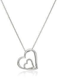 Sterling Silver Diamond Accent Double Heart Pendant Necklace 18 Details Can Be Found By Clicking On T Heart Pendant Necklace Silver Diamonds Pendant Necklace