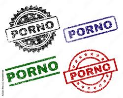 PORNO seal prints with damaged surface. Black, green,red,blue vector rubber  prints of PORNO tag with unclean style. Rubber seals with round, rectangle,  medal shapes. Stock Vector | Adobe Stock