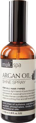 The renewing argan oil of morocco healing dry oil spray helps to heal and repair split ends, add shine to hair, and tame flyaways. Argan Oil Shine Spray Muk Haircare
