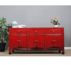 Top drawer lined with green felt. Sideboard 6 Doors 3 Drawers Long Storage Cabinet Used Red Yajutang Mobel Gmbh