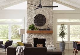The Stylish Oversized Gaze Ceiling Fan Is Featured In A Beautiful Mid Century Mod Mid Century Modern Interior Design Modern Living Room Black Living Room Fans