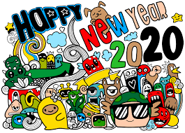 New Year 2020 Doodle Hipster Background The Group Of Cute And Cute Cartoons Make Fun