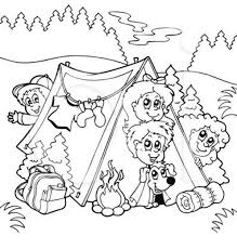 Summer Camp Bunch Of Kids And A Dog On Summer Camp Coloring Page Camping Coloring Pages Coloring Pages Online Coloring Pages