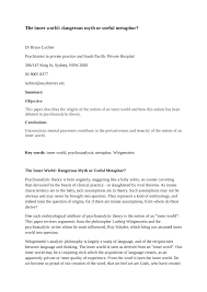Inner experience is ostensibly a comprehen­ sive treatise, a work which resumes ail knowledge relative to its sub­ jecr. Pdf The Inner World Dangerous Myth Or Useful Metaphor