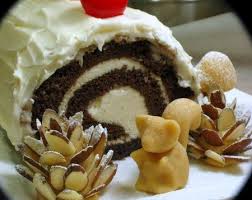 Check Out The Almond Made Pine Cones Adorable Yule Log Cake Yule Log Gluten Free Yule Log