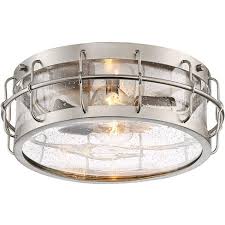 The westinghouse lighting is the most compact ceiling fan you will find. Possini Euro Design Industrial Ceiling Light Flush Mount Fixture Satin Nickel 13 1 4 Wide 2 Light Clear Seeded Glass Drum Kitchen Target