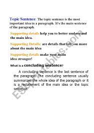 Topic Sentence And Supporting Details Esl Worksheet By Blosomaya