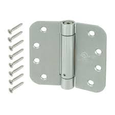 Everbilt 4 In Satin Chrome 5 8 In Radius Adjustable Spring Door Hinge 20164 The Home Depot Spring Door Hinge Door Hinges Prehung Interior Doors