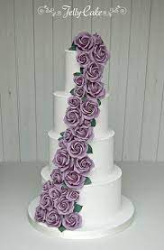 Purple Rose Cascade Wedding Cake Wedding Cake Fresh Flowers Wedding Cake Roses Budget Wedding Cake