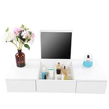 This size is perfect for placing on a small dressing table or chest of drawers and has the versatile option to be hung on the wall. Wall Mounted Makeup Table Vanity Mirror With 2 Drawers Floating Dressing Makeup Table With Mirror Cosmetic Storage Cabinet Modern Bathroom Vanity Table For Bedroom Bathroom Home White Pricepulse