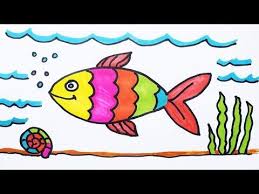 In the middle of the circle draw a drop coming out from it and draw small lines around the circle. How To Draw Fish And Coloring Fish Under Water For Kids How To Color A Boat On Sea Drawing Aylin Blog Fish Drawings Easy Fish Drawing Drawn Fish
