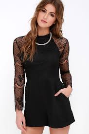 express yourself black lace romper