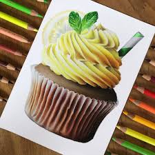 Helena K On Instagram Here Is My Finished Cupcake Drawing Comment Your Opinion Referenc Cupcake Drawing Colored Pencil Artwork Color Pencil Drawing