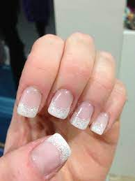 French With White Sparkle Glitter French Manicure Shellac French Manicure French Tip Nail Designs