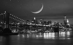 Black And White Nyc Photo Moon Over Nyc New York Black And White Black And White Wallpaper New York Night