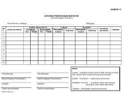 Daftar harta modal kementerian/jabatan : Kew Pa 11 Laporan Pemeriksaan Inventori
