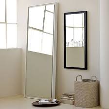 Floating Wood Floor Mirror White Lacquer Floor Mirror Wood Wall Mirror Mirror Decor