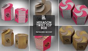 Download Hexagon Twist Top Candy Gift Box Packaging Mock Ups Candy Gift Box Kraft Paper Packaging Box Packaging